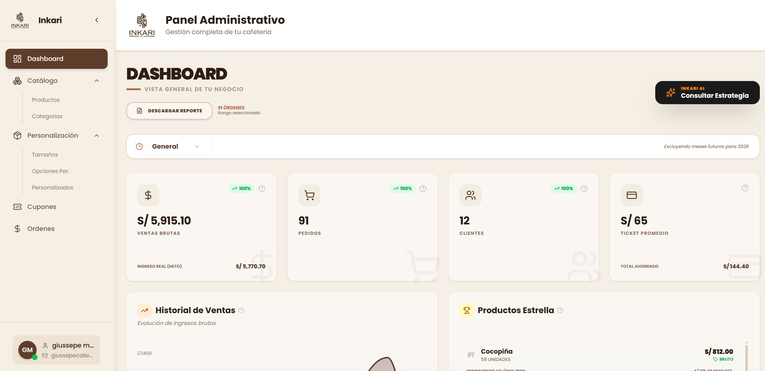 App tipo Starbucks - InkariShop